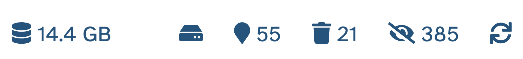 Buttons for figuring out history size, selecting storage location, and controlling views.