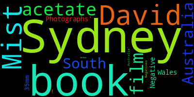 Word cloud of objects' descriptions.