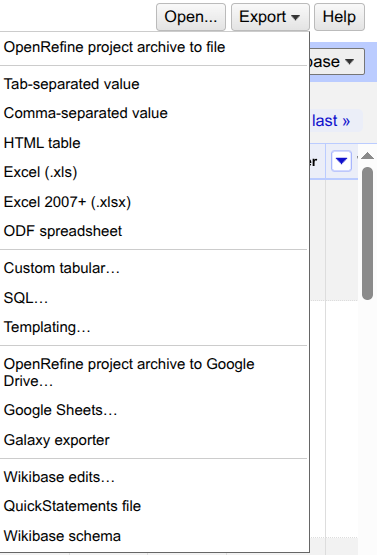 Export results of OpenRefine.