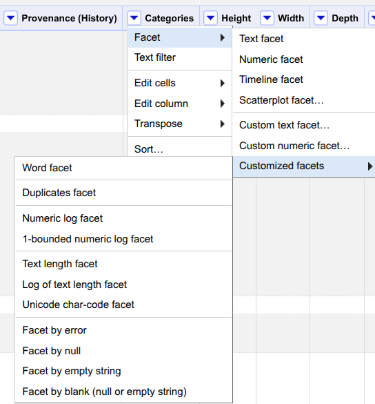 Facet Blank of atomized Categories.