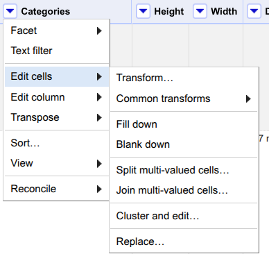 Transform Categories.