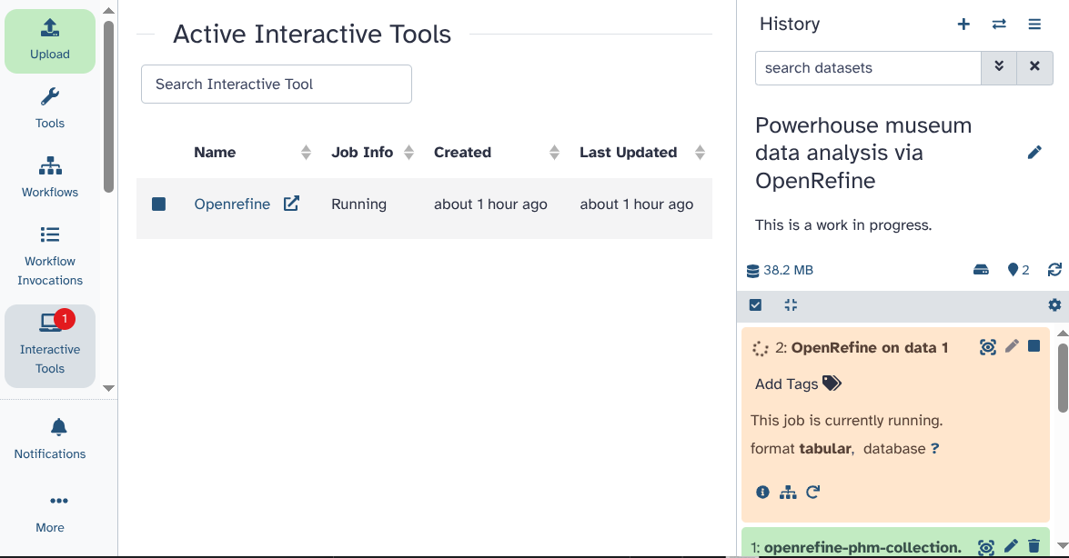 Open OpenRefine tool as an Interactive tool.