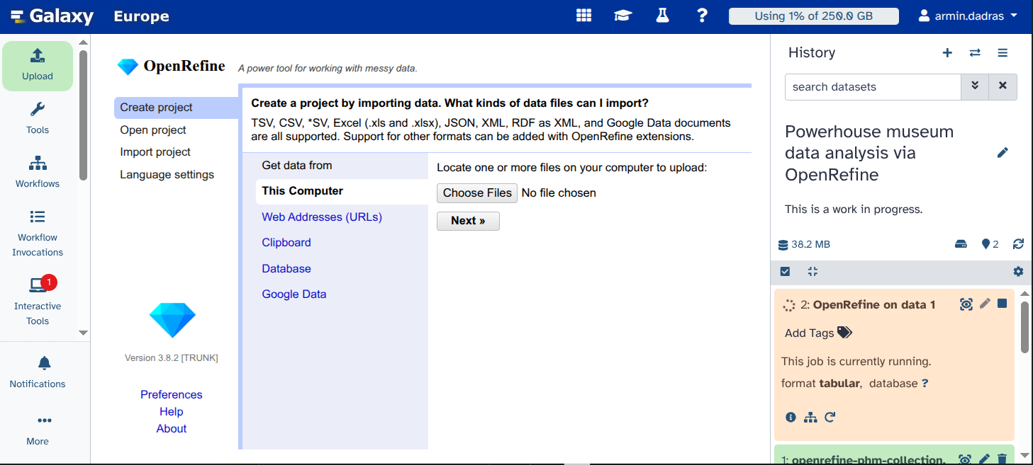 Open OpenRefine interface.
