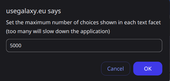 Increasing the limit of text facetring.