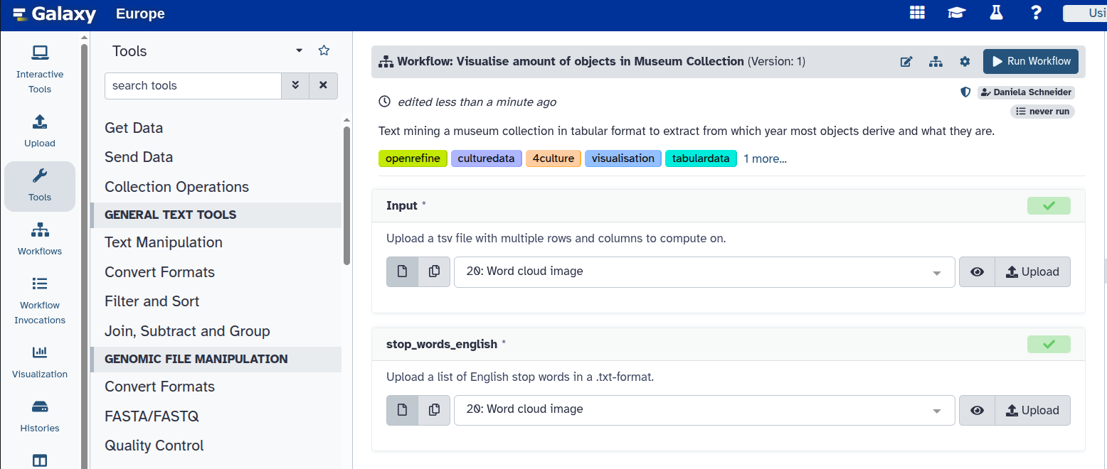 Workflow imported to Galaxy.
