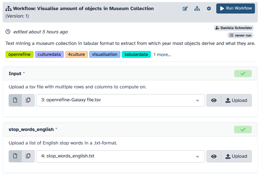 Determine the inputs of the workflow.