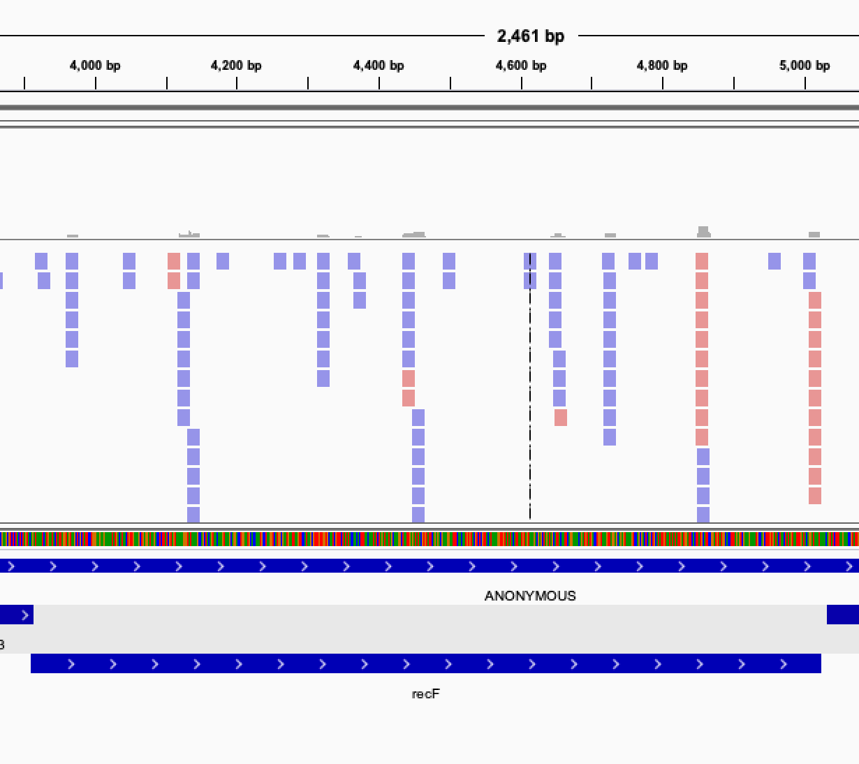 Example of Essential gene with depleted coverage.