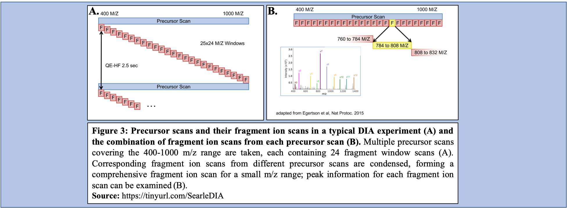 Precursor and Fragment scans in DIA.